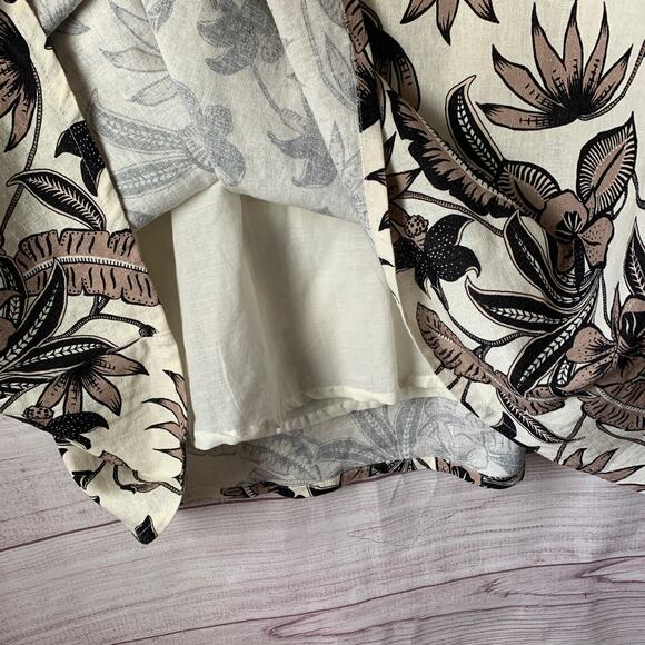 June + Vie by Roaman's Midi Lino Soleil Shirt Dress Floral Plus Size 14/16 M - Picture 5 of 16